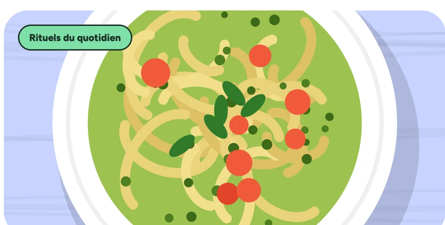 Illustration d’une assiette de légumes et légumineuses